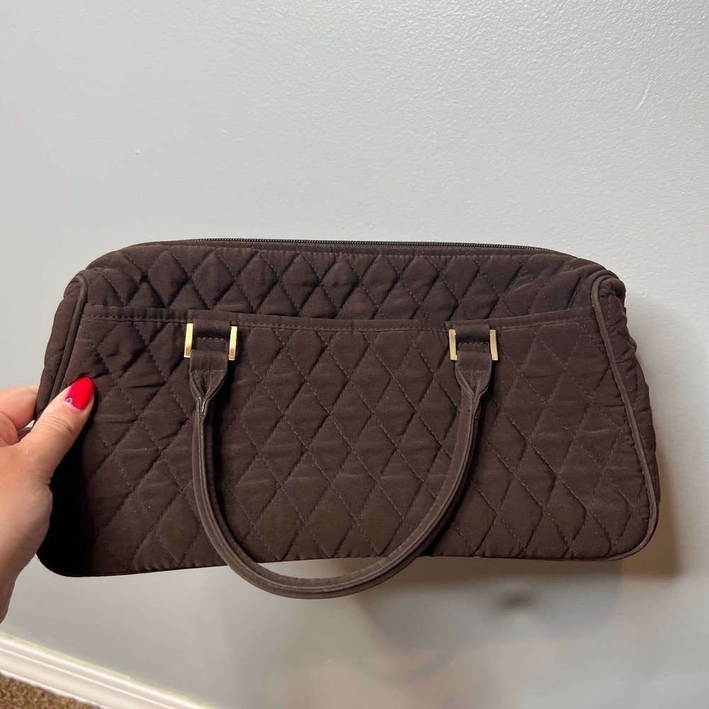 Vera Bradley Simple Basic Solid Quilted Brown Two… - image 2